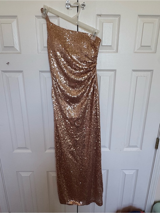 Revelry Dresses & Skirts - Revelry Dress Women’s 2 Rose Gold One-Shoulder Sequin